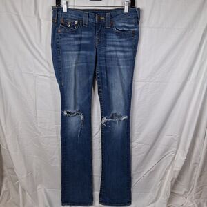 True Religion Billy Jeans Straight Leg Women's Size 27 Y2K Made In USA Distresse